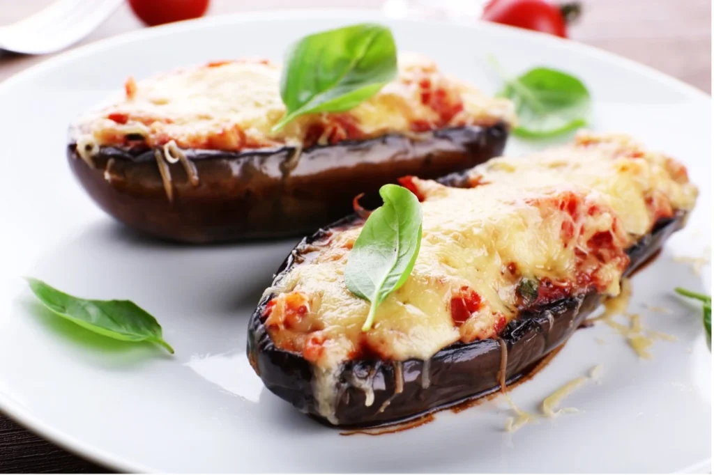 Eggplant with tomatoes and mozarella